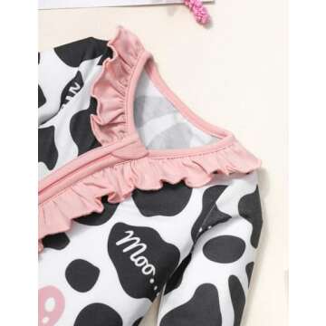 Baby Girl Clothes 0 3 Months Long Sleeve Rompers for Baby Girl Cows Printed Baby Clothes for Girls 0-3 Months Baby Girl Clothes