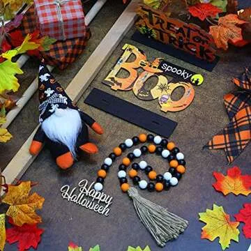 4 Piece Halloween Tiered Tray Decor Set with Gnomes