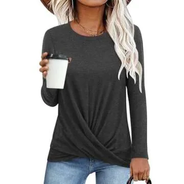 Anymiss Women's 2025 Spring Tunic Tops - Trendy Twist Front Blouse