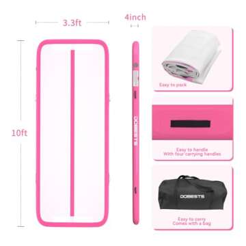 Inflatable Air Gymnastics Mat, 10ft/13ft/16ft/20ft Training 4/8 inches Thickness Tumbling with Elect...