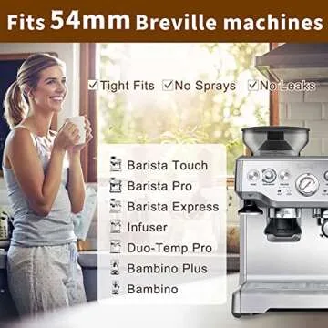 54mm Coffee Bottomless Portafilter, Compatible with Breville Barista Bes 870/878/880 Replacement Parts Bottomless Portafilter（brown）.