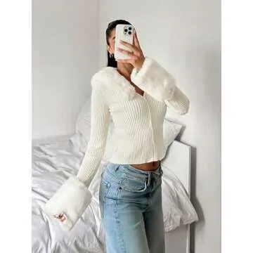 Trendy Long Sleeve Knit Cardigan for Women in Apricot