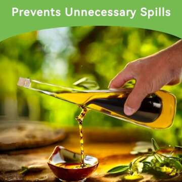 Lily's Home Glass Olive Oil and Vinegar Dispenser Bottle, A Beautiful Addition to Any Kitchen and Dinnerware Set for Salad Dressing & Cooking (15 Ounces & 10 Ounces)