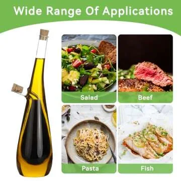 Lily's Home Glass Olive Oil and Vinegar Dispenser Bottle, A Beautiful Addition to Any Kitchen and Dinnerware Set for Salad Dressing & Cooking (15 Ounces & 10 Ounces)