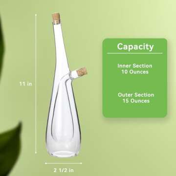 Lily's Home Glass Olive Oil and Vinegar Dispenser Bottle, A Beautiful Addition to Any Kitchen and Dinnerware Set for Salad Dressing & Cooking (15 Ounces & 10 Ounces)