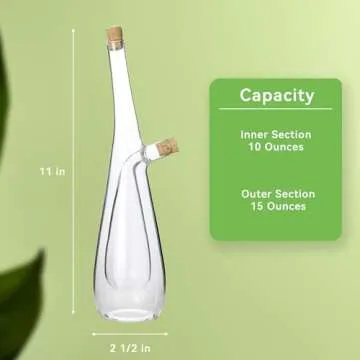 Lily's Home Glass Olive Oil and Vinegar Dispenser Bottle, A Beautiful Addition to Any Kitchen and Dinnerware Set for Salad Dressing & Cooking (15 Ounces & 10 Ounces)