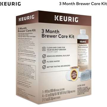 Keurig 3-Month Brewer Maintenance Kit Includes Descaling Solution, Water Filter Cartridges & Rinse Pods, Compatible Classic/1.0 & 2.0 K-Cup Coffee Makers, 7 Count
