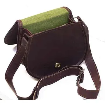 PASCADO Brown Vintage leather crossbody Purse satchel small cute crossover round bags for women sling shoulder bag