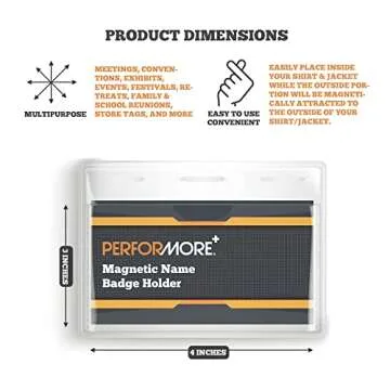 Performore 100 Pack of 4x3 Magnetic Name Badge Holders - Clear PVC Horizontal ID Card Tags Kit for E...