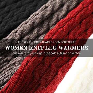 SATINIOR 4 Pairs Cable Knit Leg Warmers Women Winter Knitted Crochet Knee Boot Stockings Cuffs Long ...