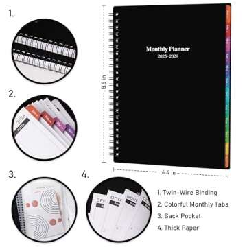 2025-2028 Monthly Planner with Tabs and Notes Pages