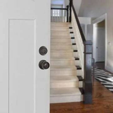 Amazon Basics Exterior Door Knob With Keyed Lock and Deadbolt, Coastal, Matte Black