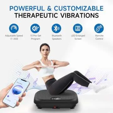 Taevno Vibration Plate Exercise Machine Weight Loss, Power Vibration Plates for Lymphatic Drainage, Full Body Workout Vibrating Plate Automatic Mode P1-P10 Fitness Platform, 450 Lbs Capacity Black