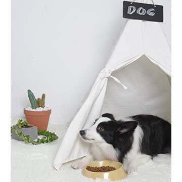 HAN-MM Pet Teepee Dog Toy Tent Classical Pure White Canvas Style