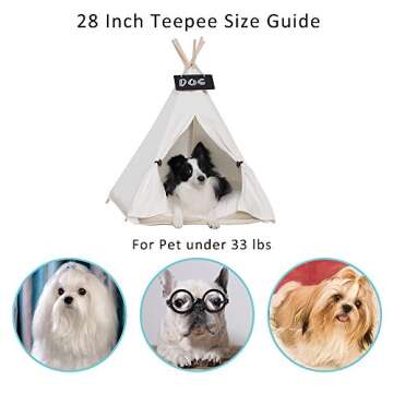 HAN-MM Pet Teepee Dog Toy Tent Classical Pure White Canvas Style