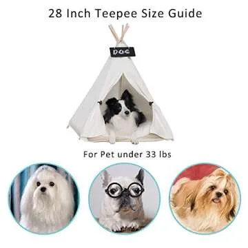 HAN-MM Pet Teepee Dog Toy Tent Classical Pure White Canvas Style