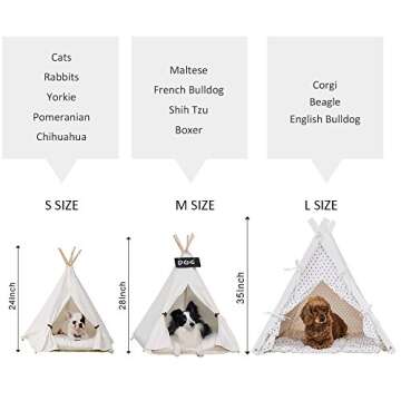 HAN-MM Pet Teepee Dog Toy Tent Classical Pure White Canvas Style