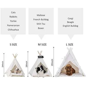 HAN-MM Pet Teepee Dog Toy Tent Classical Pure White Canvas Style