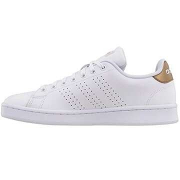 adidas womens Cloudfoam Advantage Cl Sneaker, White/White/Copper Metallic, 8.5 US