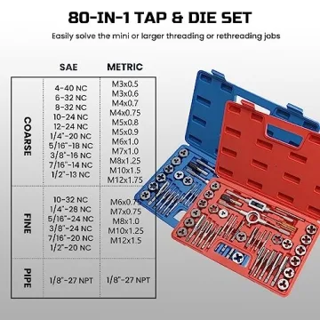 Anfrere 80pcs Tap and Die Set for Precision Threading