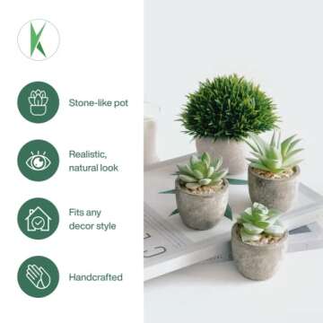 KORVEA 5 Artificial Succulent Plants for Home Decor