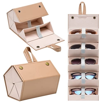 Sunglass Organizer Case - Foldable 5 Slot Eyewear Storage