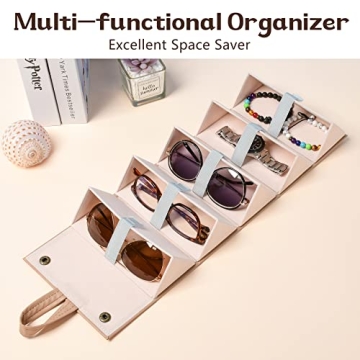 Sunglass Organizer Case - Foldable 5 Slot Eyewear Storage