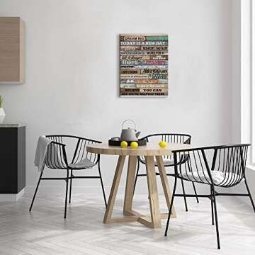 Inspirational Wall Art Motivational Poster Quotes Office Wall Decor for Living Room Bedroom Bathroom Decoration Rustic Framed Canvas Print Art Today Is A New Day 12"x16"