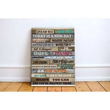Inspirational Wall Art Motivational Poster Quotes Office Wall Decor for Living Room Bedroom Bathroom Decoration Rustic Framed Canvas Print Art Today Is A New Day 12"x16"