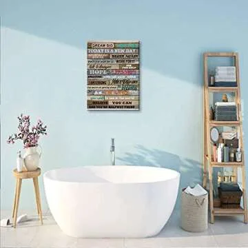 Inspirational Wall Art Motivational Poster Quotes Office Wall Decor for Living Room Bedroom Bathroom Decoration Rustic Framed Canvas Print Art Today Is A New Day 12"x16"