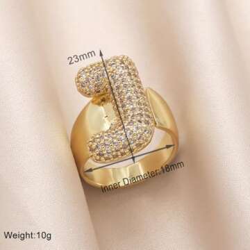 Bubble Initial Rings for Women - Custom Gold Ring with CZ