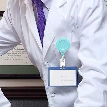 Colorful Retractable Badge Reel Cute ID Name Badge Holder Reels Nurse ID Badge Card Holder for Doctor Teacher Office Worker Solid Color 12 Pack (Colorful 2)