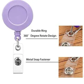 Colorful Retractable Badge Reel for ID Badges 12 Pack