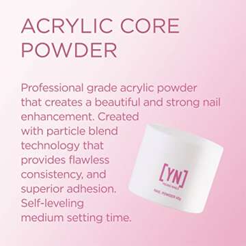 Young Nails Acrylic Core Powder - Self-Leveling Acrylic Nail Powder, Clear Nude Pink White Acrylic P...