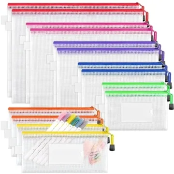 Vibrant 14-Piece Waterproof Mesh Zipper Pouches for Ultimate Organization