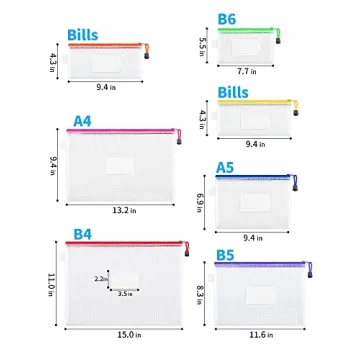 Durable 14-Piece Waterproof Mesh Zipper Pouches for Organization