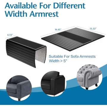 Semounva Bamboo Sofa Arm Tray, Armchair Table Couch arm Tray, Bamboo Design Couch Arm Table Caddy for Snacks, Drinks, Remote, Cups, Flexible and Foldable Tray