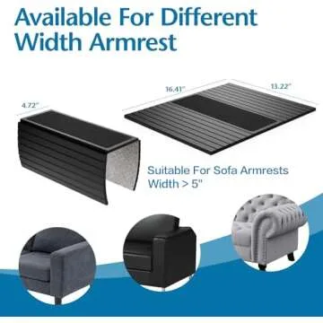 Semounva Bamboo Sofa Arm Tray, Armchair Table Couch arm Tray, Bamboo Design Couch Arm Table Caddy for Snacks, Drinks, Remote, Cups, Flexible and Foldable Tray