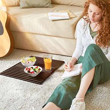 Semounva Bamboo Sofa Arm Tray, Armchair Table Couch arm Tray, Bamboo Design Couch Arm Table Caddy for Snacks, Drinks, Remote, Cups, Flexible and Foldable Tray