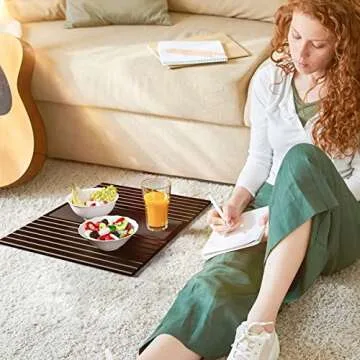 Semounva Bamboo Sofa Arm Tray, Armchair Table Couch arm Tray, Bamboo Design Couch Arm Table Caddy for Snacks, Drinks, Remote, Cups, Flexible and Foldable Tray