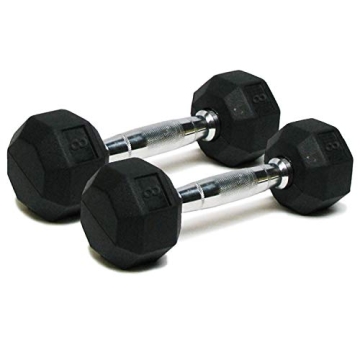 Dumbbells Hand Weights Set of 2-8 lb Rubber Hex Chrome Handle Exercise & Fitness Dumbbell for Home G...