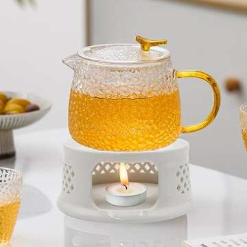 Ceramic Teapot Warmer, Coffee Warmer, Milk Warmer for Glass Teapot Stainless Steel Teapot and Other Heatproof Dish Warming Use (Ceramic White)