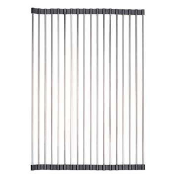 Veego Roll-Up Drying Rack Stainless Steel Folding Over Sink Dish Rack Black 19.7''(L) X14.1''(W)