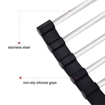 Veego Roll-Up Drying Rack Stainless Steel Folding Over Sink Dish Rack Black 19.7''(L) X14.1''(W)