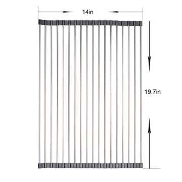 Veego Roll-Up Drying Rack Stainless Steel Folding Over Sink Dish Rack Black 19.7''(L) X14.1''(W)