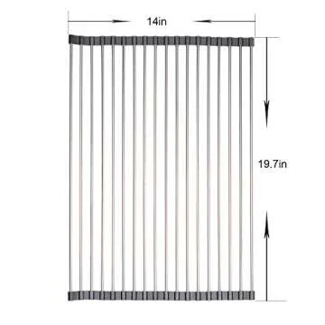 Veego Roll-Up Drying Rack Stainless Steel Folding Over Sink Dish Rack Black 19.7''(L) X14.1''(W)