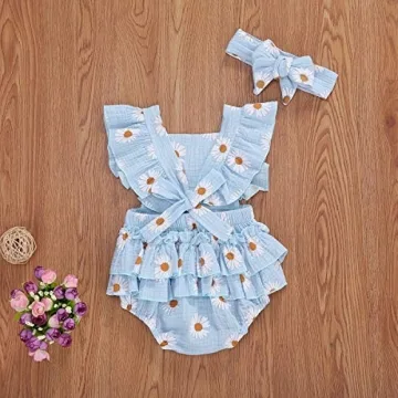 MA&BABY Baby Girls Floral Summer Romper Outfit 6-12 Months
