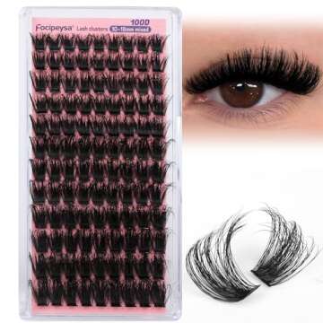 Focipeysa Fluffy Lash Clusters 100D Eyelash Clusters 10-18mm Fluffy Volume Individual Lashes D Curl Cluster Eyelash Extensions DIY Lash Extension for Beginners