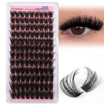 Focipeysa Fluffy Lash Clusters 100D Eyelash Clusters 10-18mm Fluffy Volume Individual Lashes D Curl Cluster Eyelash Extensions DIY Lash Extension for Beginners