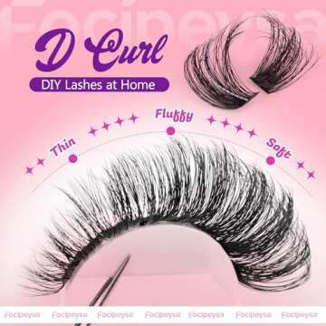 Focipeysa Fluffy Lash Clusters 100D Eyelash Clusters 10-18mm Fluffy Volume Individual Lashes D Curl Cluster Eyelash Extensions DIY Lash Extension for Beginners